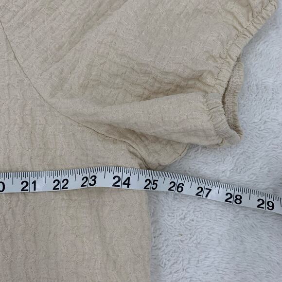 Maurices Womens Plus 2X Top Textured Stretch Cream Puff Sleeve Cottagecore Basic - Picture 7 of 12